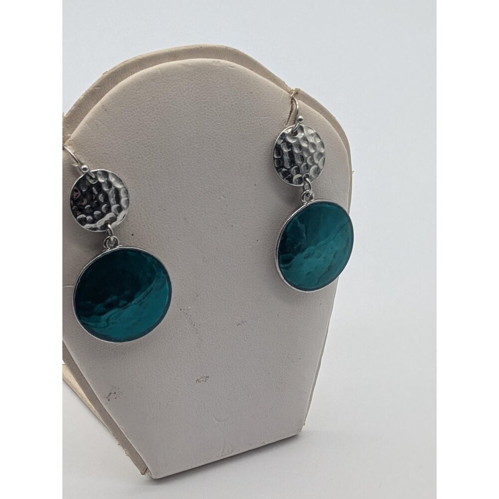 Dark Teal Green Dangle Earrings – Bohemian Vintage Statement Jewelry